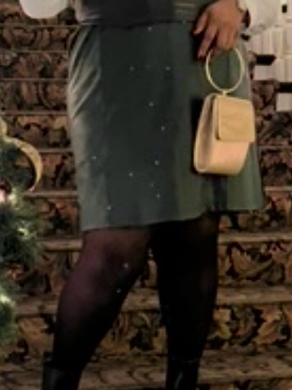 Ava & Viv Olive Green Embellished Pencil Skirt